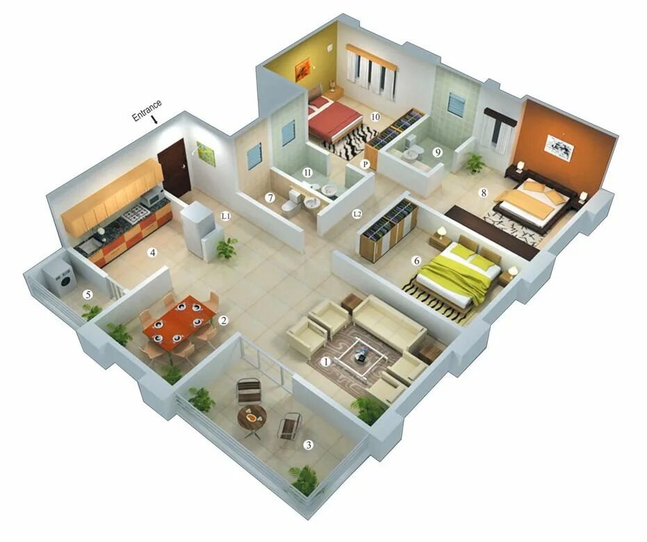 Floorplan 3d бутырка. Floorplan 3d проекты. Дом планировка 3д. Красивые планировки квартир. Two room flat