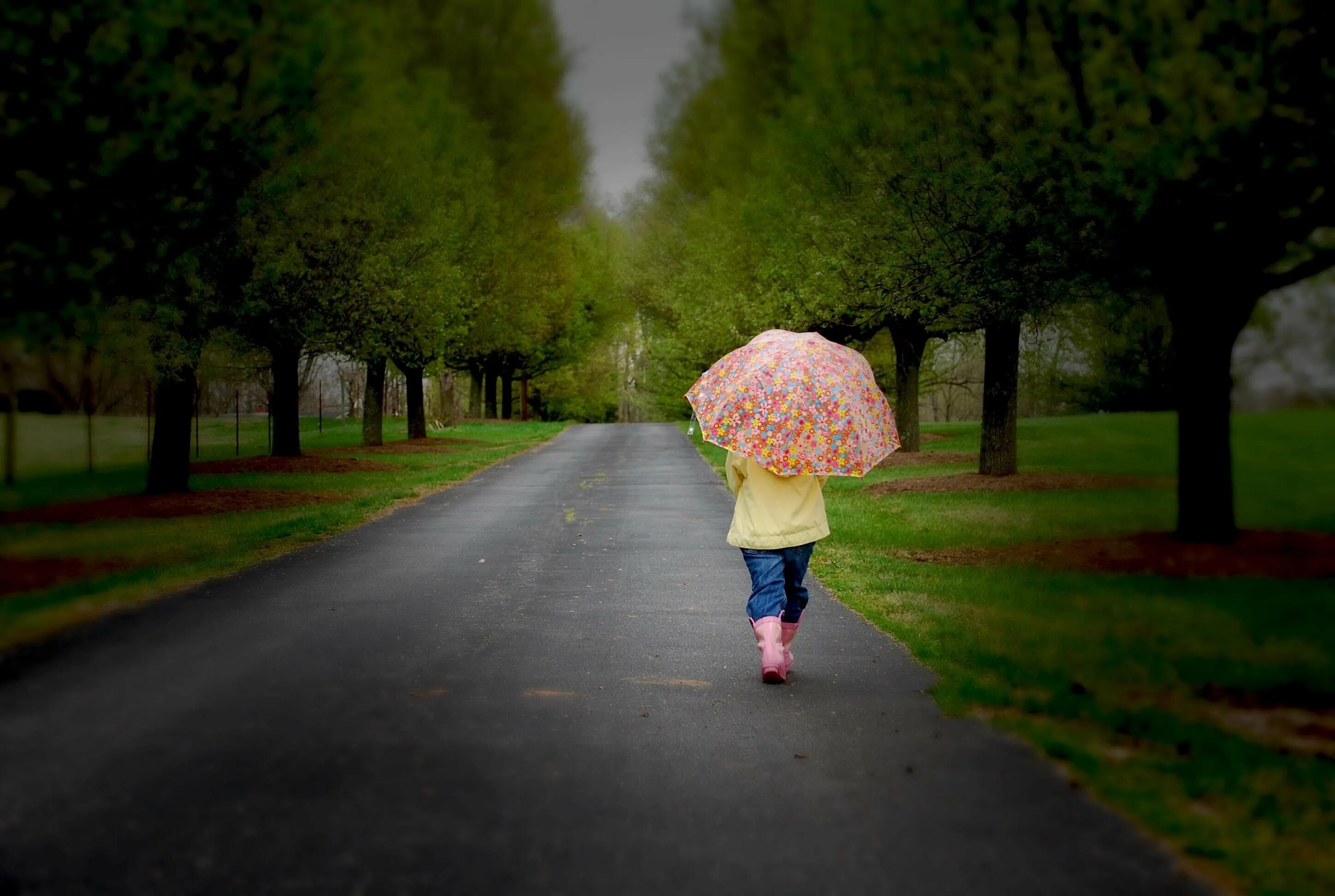 Прогулка. Прогулка под дождём. Прогулка с зонтом. Девочка идет. Girl walking on