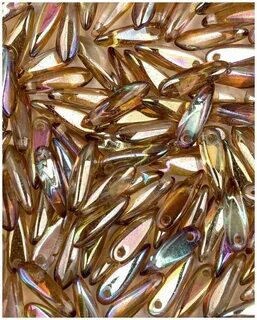 Чешские бусины, Glass Dagger, 3х11 мм, цвет Crystal Brown Rainbow, 10 шт