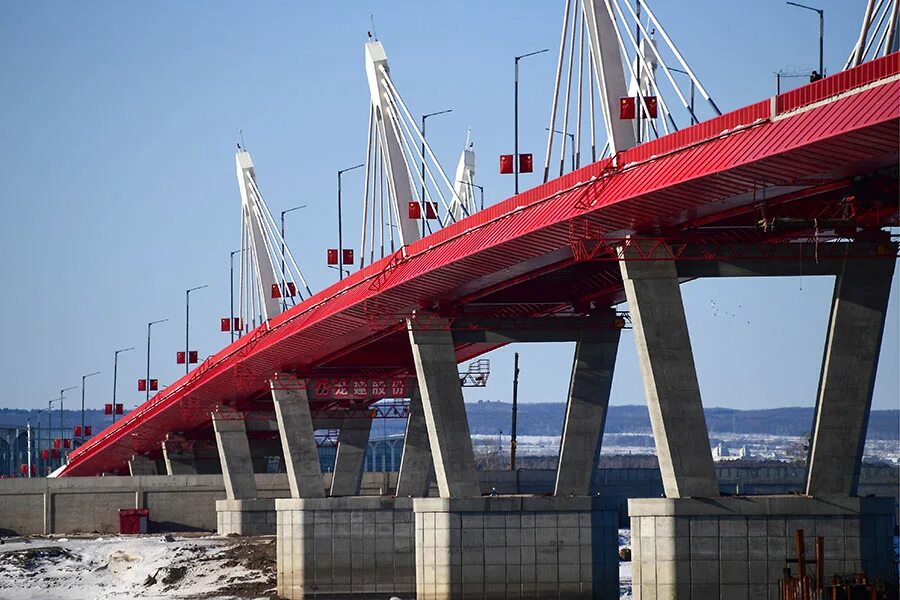 Мост из России в Китай (Благовещенск - Хэйхэ)- первый автомобильный мост Строите