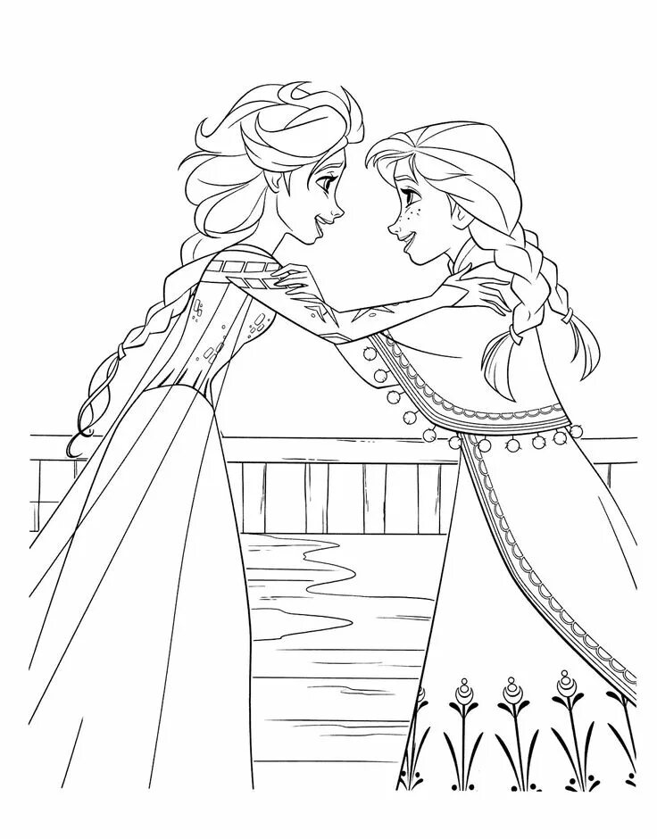 Frozen coloring. Раскраска Anna Elsa.