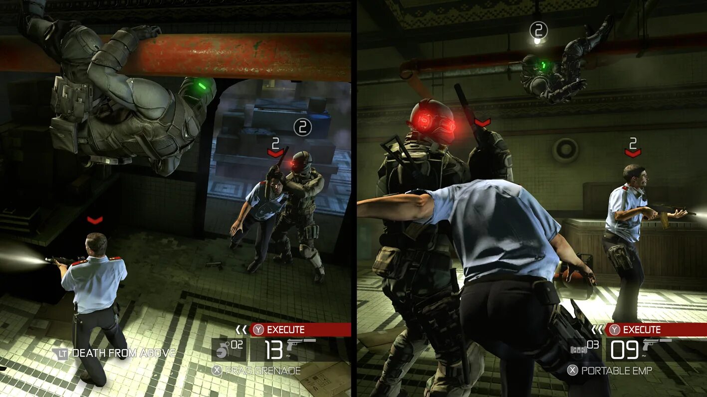 Игры пс3 на двоих один экран. Splinter Cell 1 2010 conviction. Splinter Cell conviction кооп. Стрелялка Splinter Cell. Splinter Cell Split Screen.