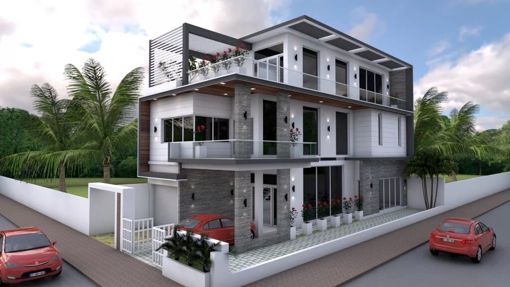 Three storey. Three storey house. sketchup villa. two storey house modern sketchup. sketchup home.