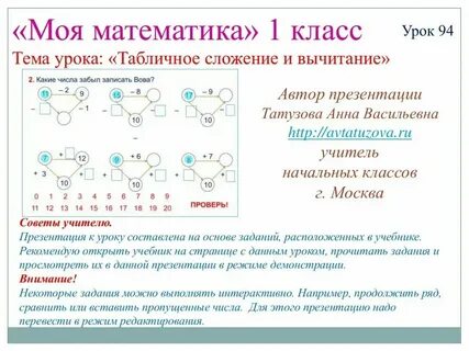 Вычитание 0 1 класс
