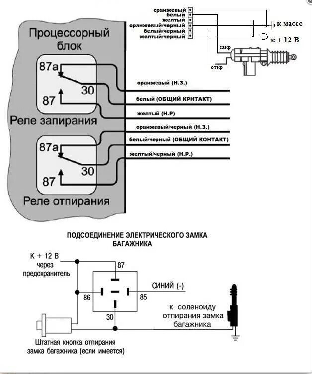Схема подключения центрального замка к сигнализации. Схема соединения центрального замка. Схема подключения электроприводов замков автосигнализации. Схема подключения сигнализации к центральному замку ВАЗ. Как открыть машину центральный замок