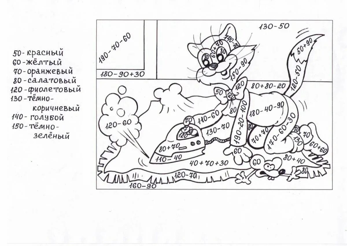 Математическая раскраска. Раскраска с примерами. Рисунки с примерами для раскрашивания. Раскраска сложение и вычитание. Математическая раскраска до 100