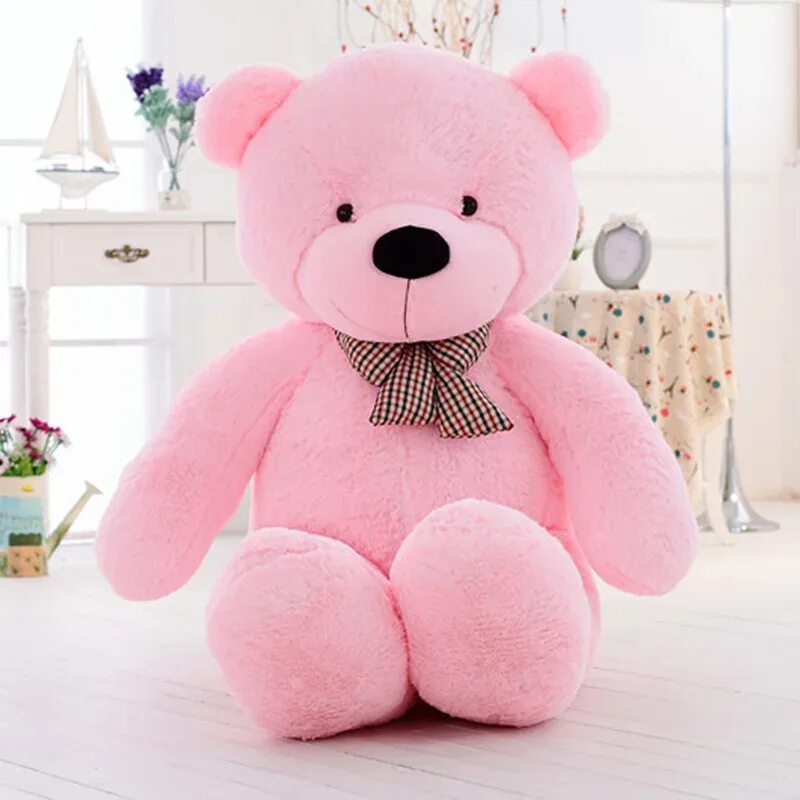 Плюшевый розовый медведь Тэдди. Teddy Bear медведь 60 см. Розовый медведь.