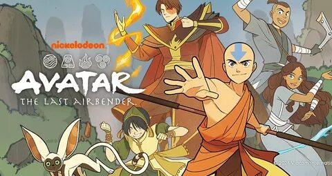 Bannière présentant les personnages d'Avatar avec leur design des comi...