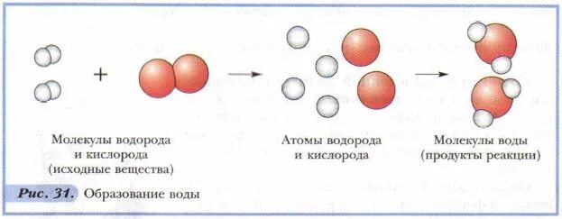 Молекула образуется в результате взаимодействия. Образование молекулы воды. Схема образования молекулы воды. Молекулы водорода и кислорода. Реакция образования молекулы воды.