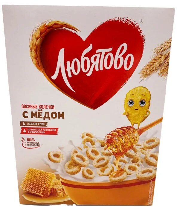 Любятов. Любятово колечки овсяные с медом 200г. любятово медовые колечки. готовый завтрак любятово овсяные колечки с медом 200г. хлопья колечки любятово.