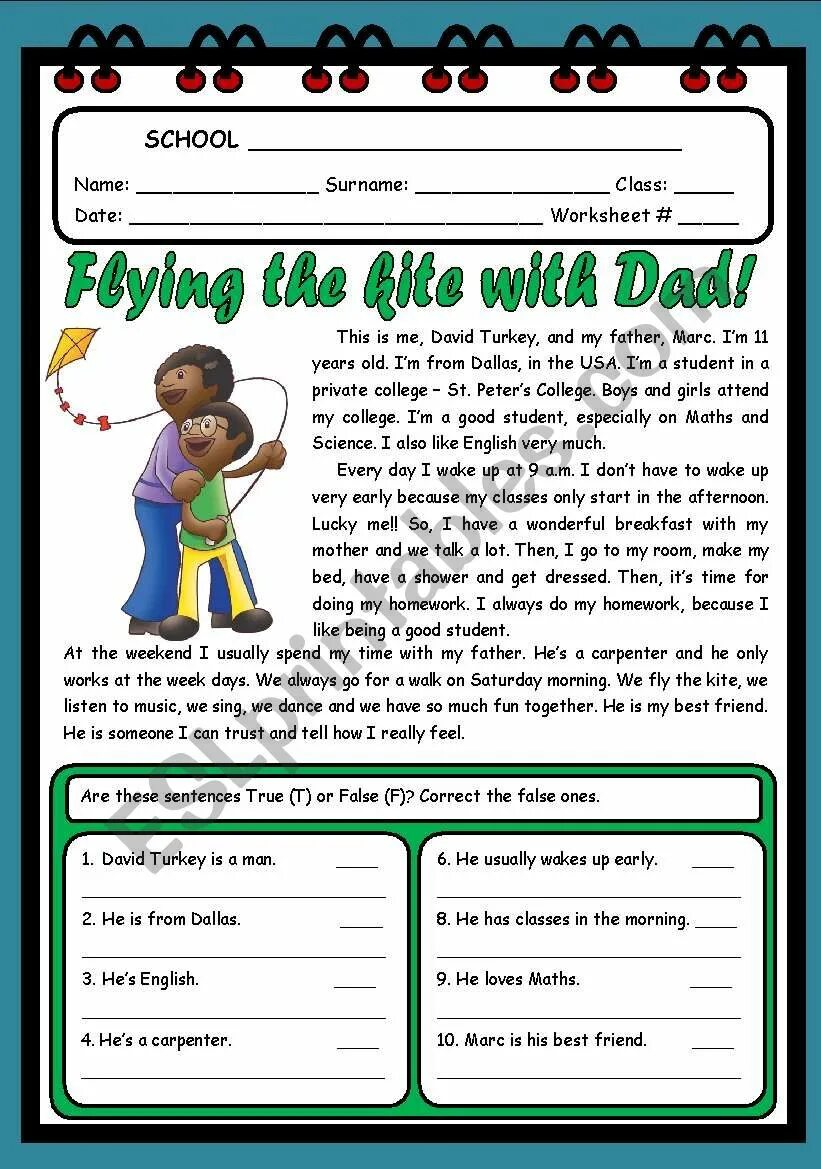 Text for elementary. Reading Comprehension Elementary. Задания на true false Worksheet. Reading Worksheets true false 2 класс. Text for Kids with tasks.