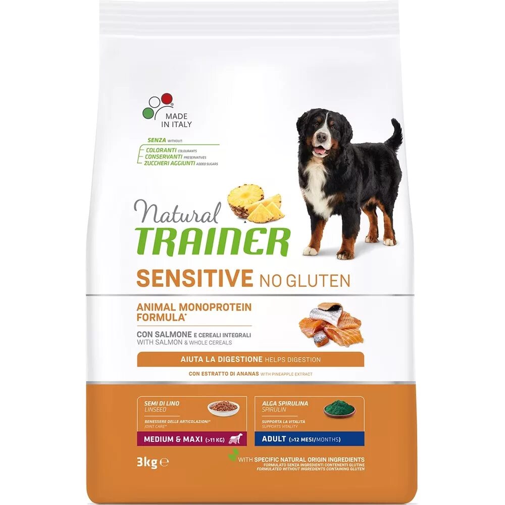 Корм для собак с лососем гипоаллергенный. Корм для щенков trainer natural. natural trainer sensitive plus adult medium&amp;maxi. корм для собак trainer (12 кг) natural adult maxi dry-cured ham and rice dry. корм трейнер сенситив плюс для собак.