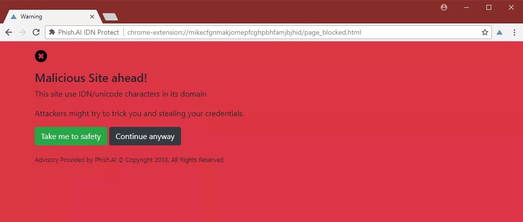 Malicious url. Malicious site warning. homograph attack перевод.