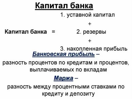 Что относится к собственному капиталу банка