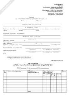Заявка на выделения денежных средств