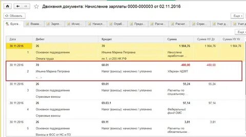 Ндфл начисленный удержанный перечисленный