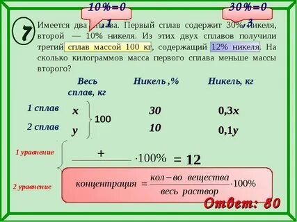 Есть два сплава 1 содержит