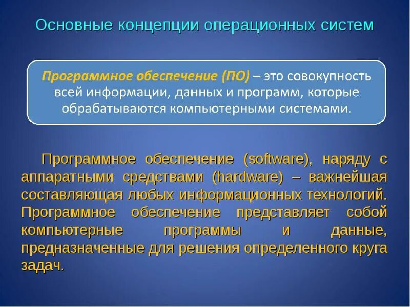 Какие принципы легли в основу концепции нового. Концепции операционных систем. Основные понятия концепции ОС. Концепция операционной системы.. Основные понятия и концепции операционных систем..