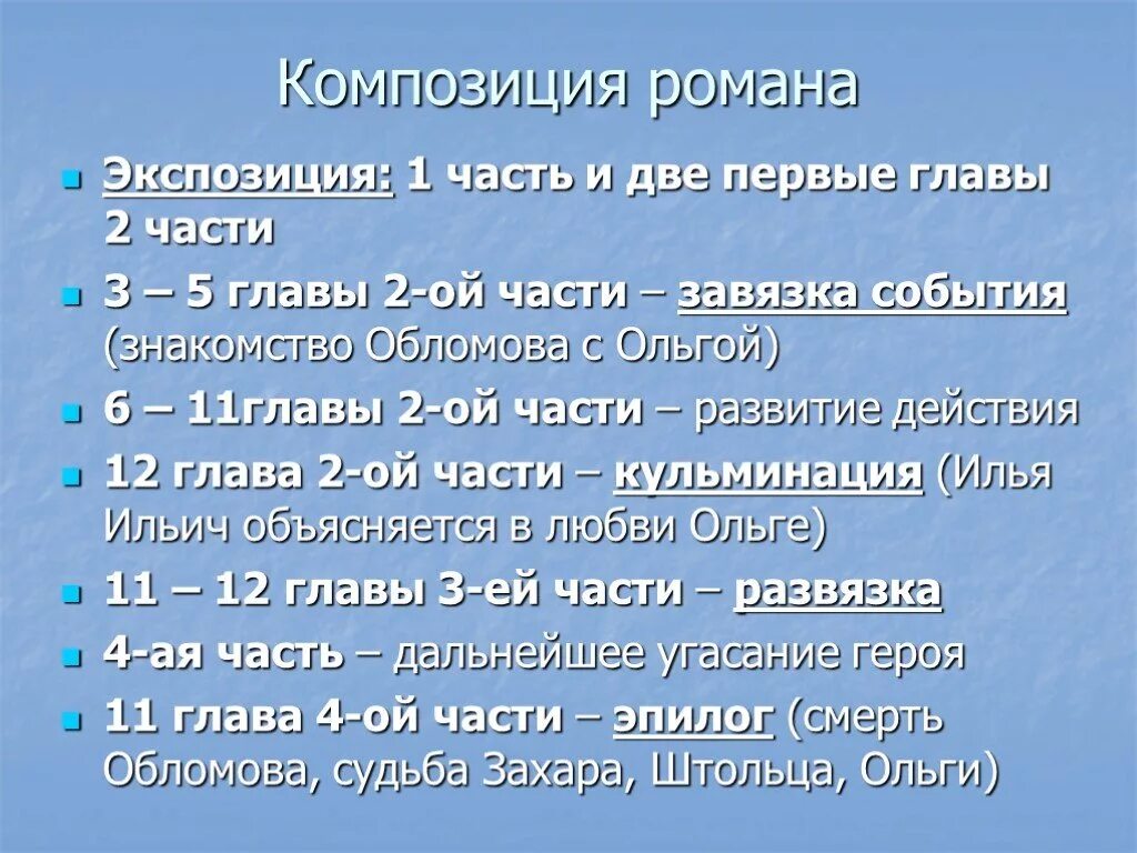 Обломов по главам полное. Композиция произведения Обломов. Особенности композиции Обломов.