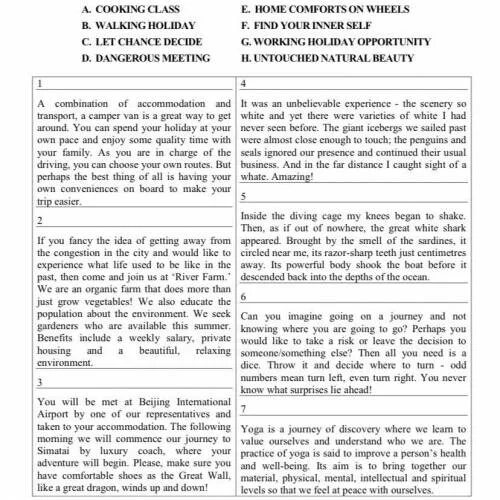 Match headings with texts. Match texts 50-56 with headings a-h use the headings. Match texts a-g with headings 1-8 using Technology earlier than ever before. Match texts 1-6 with headings a-g there is one Extra heading that you.