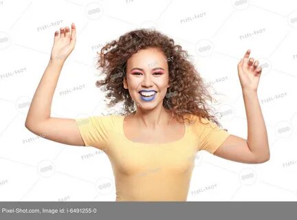 All American Woman With White Background.