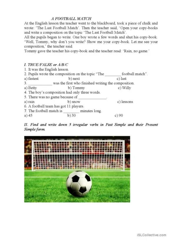 Playing soccer reading answers