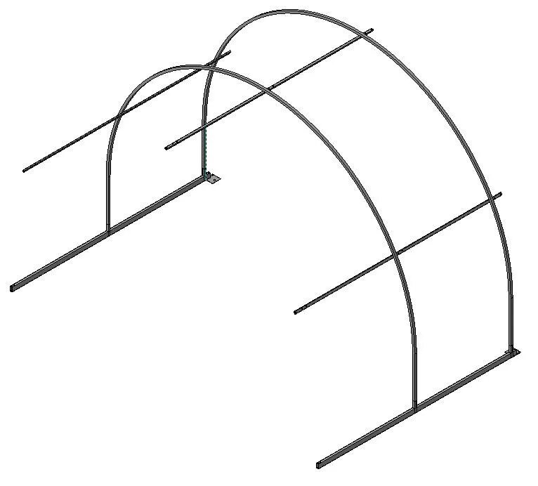 Каркас теплицы Метаком Дачница усиленная 210х300см. Вставка 2м к теплице арочная, профиль 25*25мм.