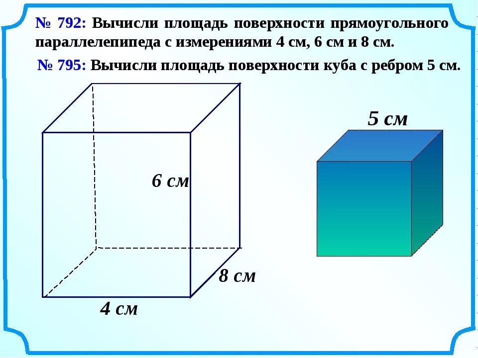 Площадь боковой поверхности куба с ребром 5