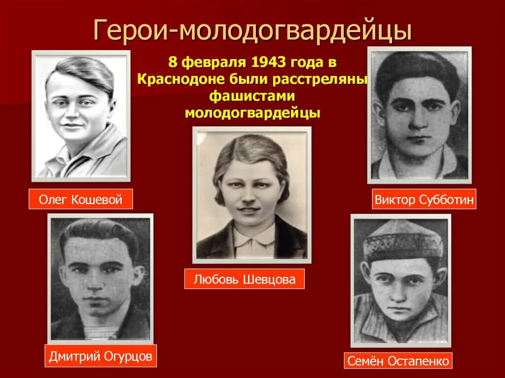 Герои Краснодона молодая гвардия. Герои советского Союза в молодой гвардии. Молодая гвардия (1942-1943). Герои Краснодона молодогвардейцы.