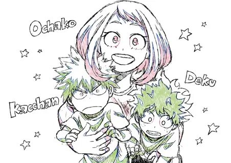 Ochako with little Kacchan and Deku Rebrn.com.