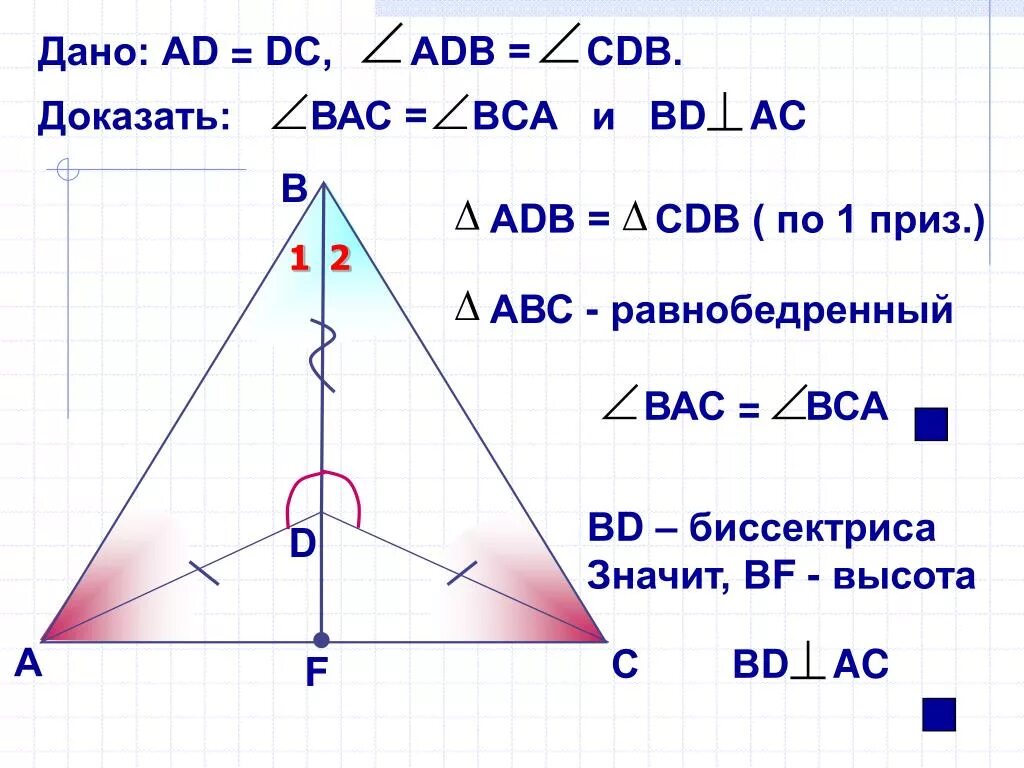 Дано угол abc равен углу adb. Доказать что треугольник ABC равнобедренный. Треугольник ABC треугольнику ADC. Доказать что угол ABC равнобедренный. Дано bd биссектриса угла ABC.