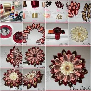 Фото инструкция цветы из лент