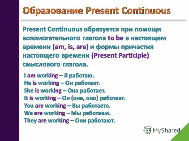 Глагол rain в present continuous