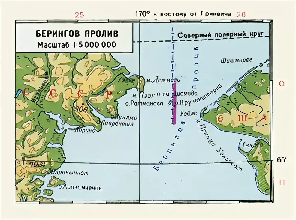 Берингов пролив, русская экспедиция Коцебу. 1822г. Старинная карта - антикварный