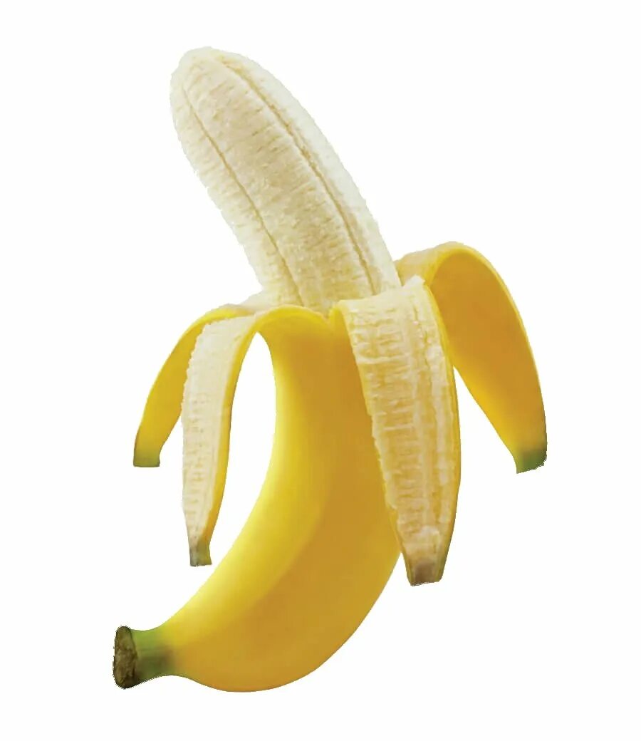 Банан. Банан раскрытый. Банан на прозрачном фоне. Банан без фона.