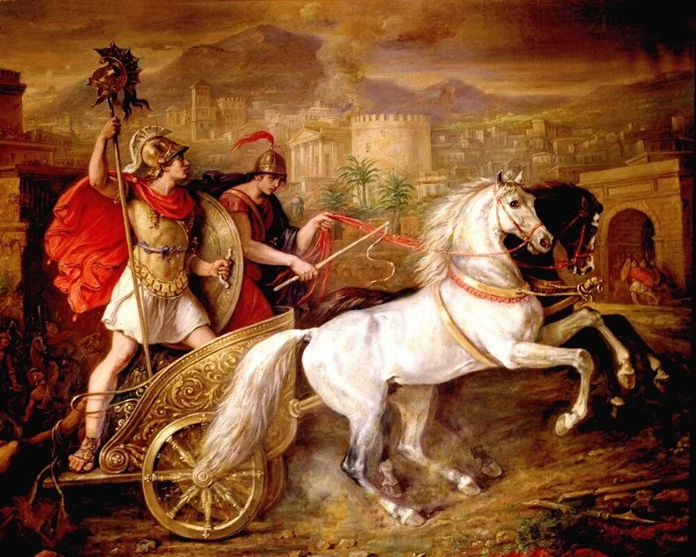 Троя мифология. Ахиллес и Гектор картины. Ахилес колесница Гектор.