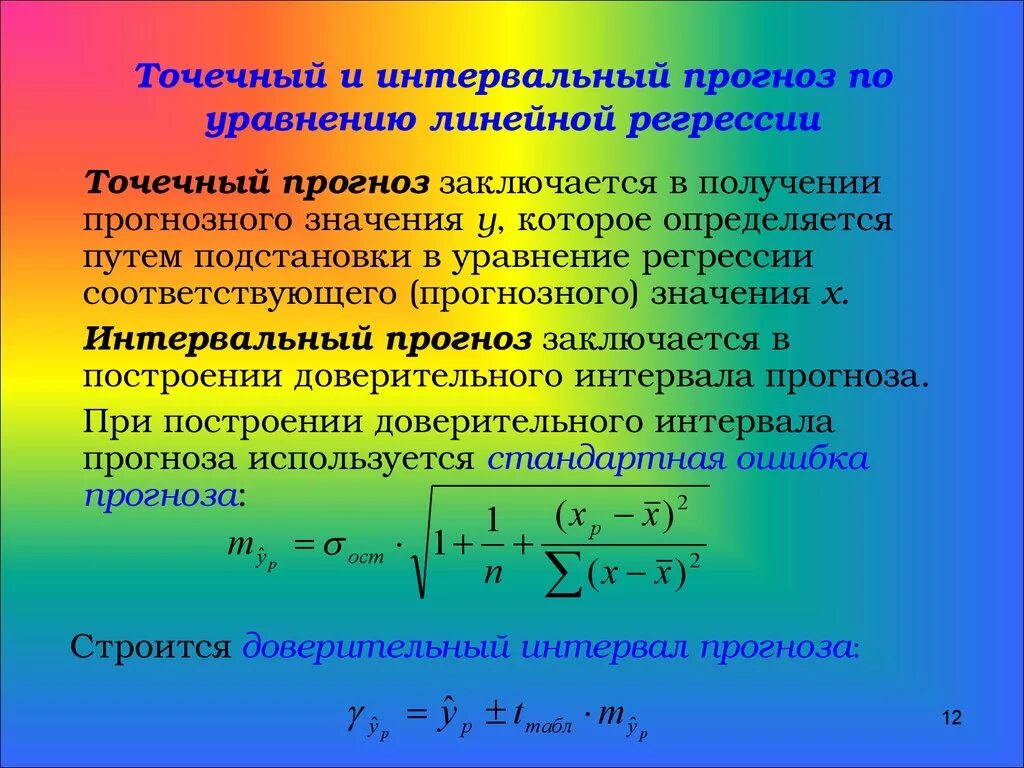 Точечное и интервальное прогнозирование. Регрессия прогнозирование. Уравнение регрессии и прогнозирование. Прогнозирование по линейному уравнению регрессии. Нахождение регрессии