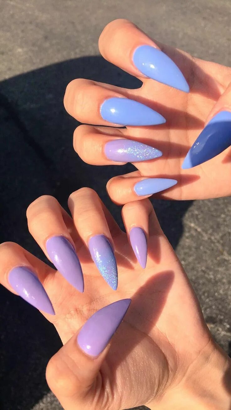 Маникюр острый миндаль голубой Blue stiletto nails 4. Double Team + Dynamicpunch Blue Manicures in 2019 Blue ac
