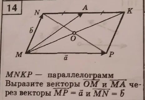 Четырехугольник кмнр параллелограмм выразите через векторы