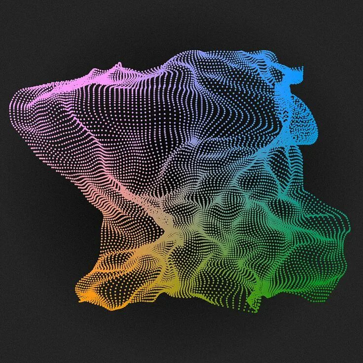 Генеративное искусство. 3d Grid. 3д глитч. Дизайнерская сетка. Трехмерная сетка.