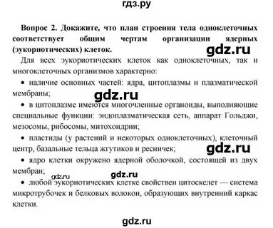 Докажите что план строения тела одноклеточных
