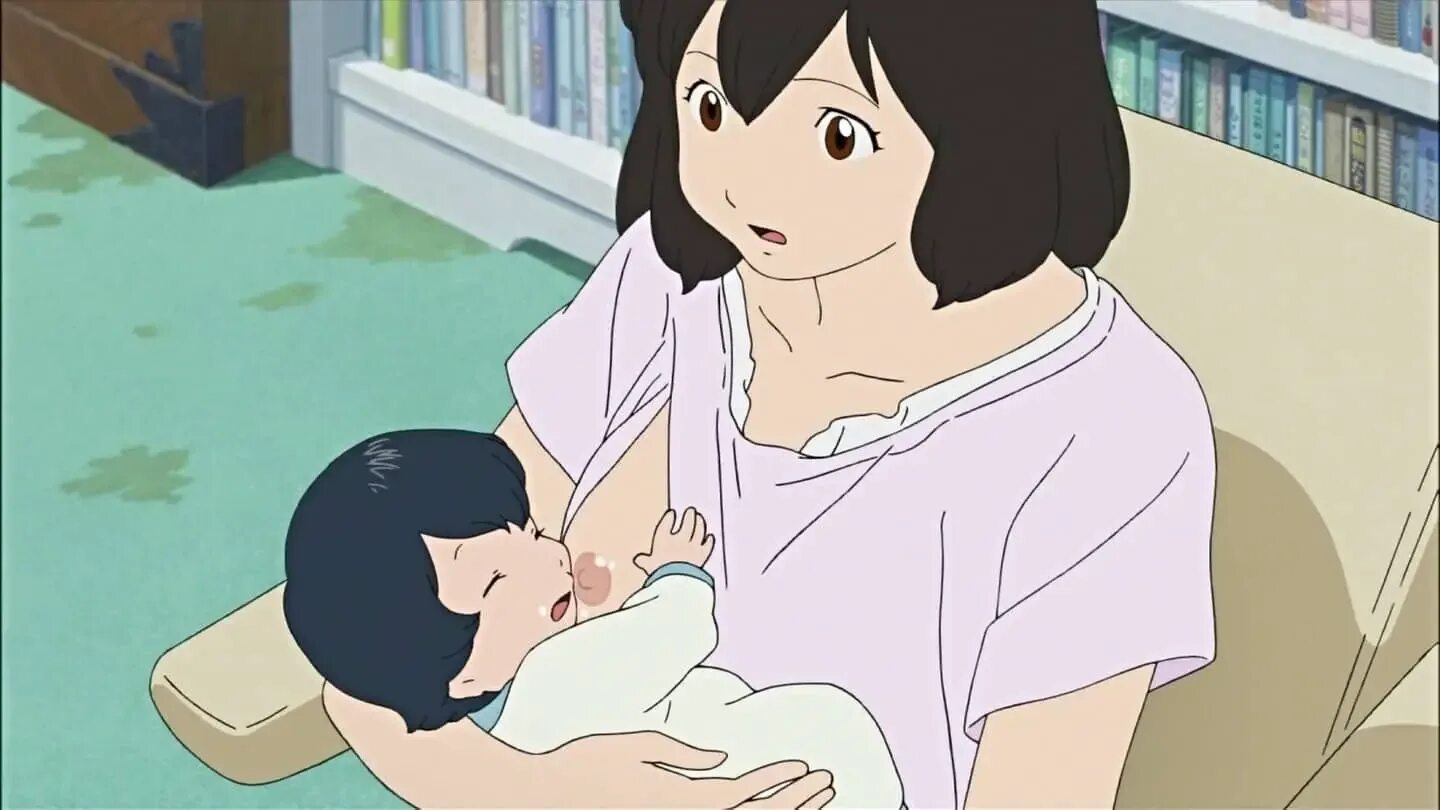 Японская мама в ванне. Волчьи дети Амэ и Юки. Ponpharse сестра.