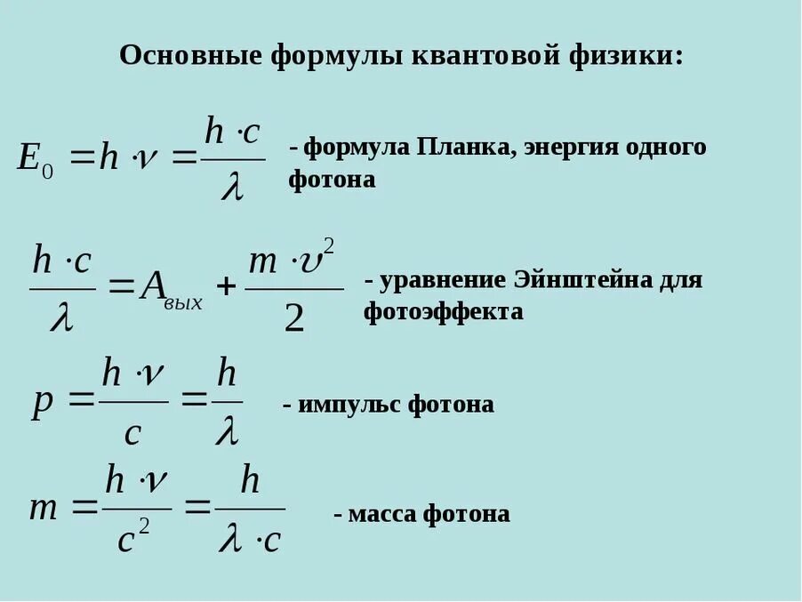 Какая формула h. Квантовая физика формулы 11. Основная формула квантовой физики. Квантовая физика 11 класс формулы. Формулы квантовой физики 11 класс.