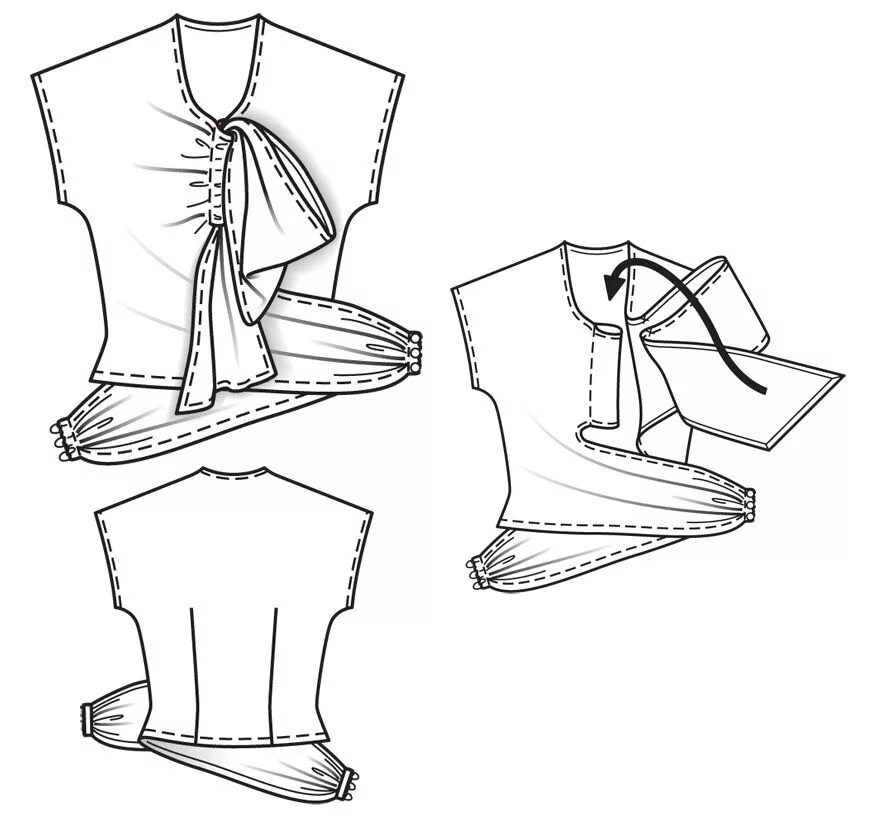 Бурда выкройки блузок. Моделирование блузки. Моделирование блузки с запахом. Моделирование блузы с запахом. Моделирование рубашки с завязками.