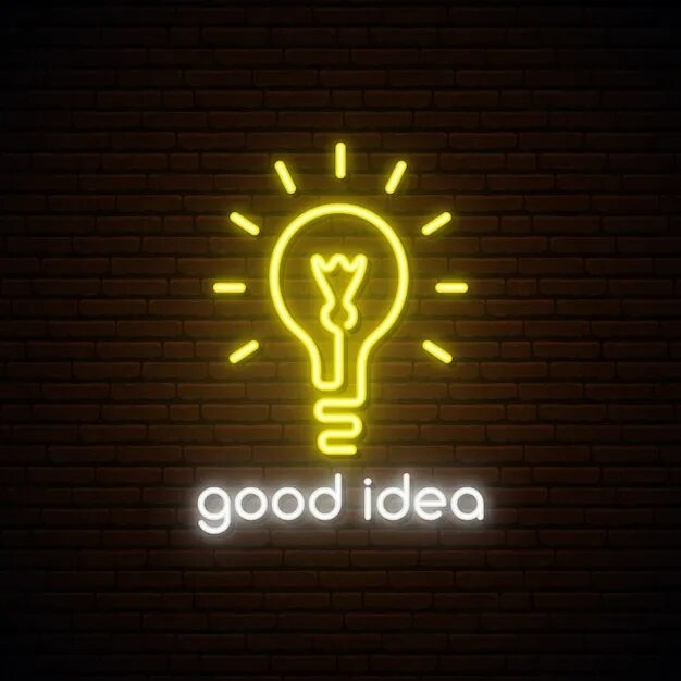 Is not a good idea. Good ideas. idea neon. лампочка с надписью внутри.