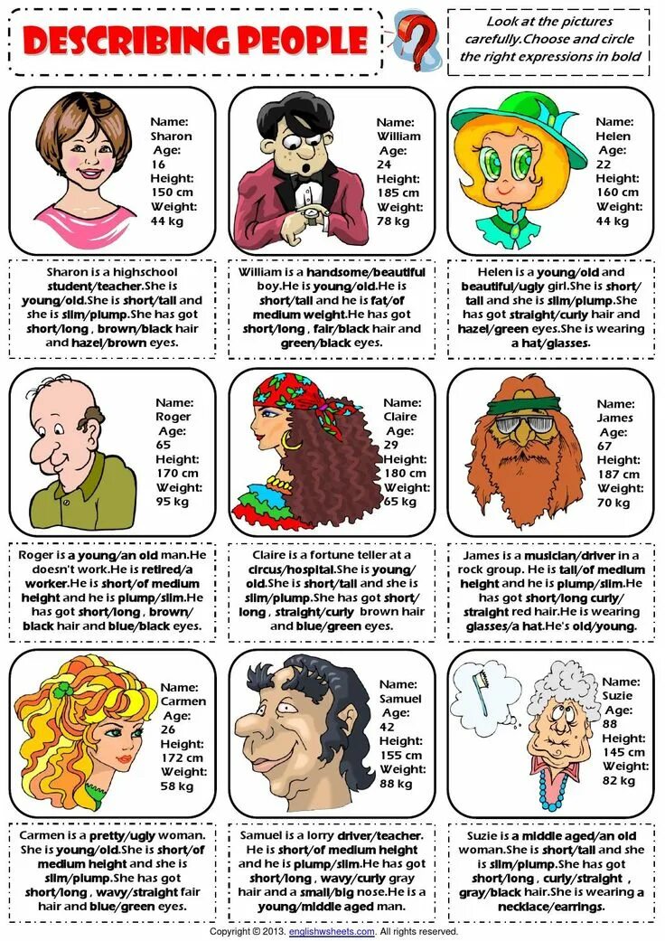 Describing People Learn english, Speaking activities english, English words