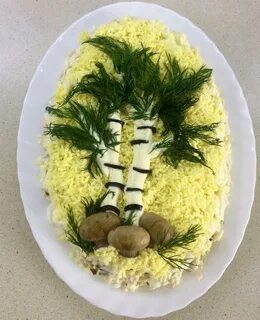 Салат белая береза с курицей и яблоком