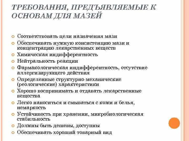 Требования предъявляемые к родителям. Требования к основам для мазей. Основы для мазей: требования, классификация. Классификация основ для мазей. Основные требования предъявляемые к мазям.