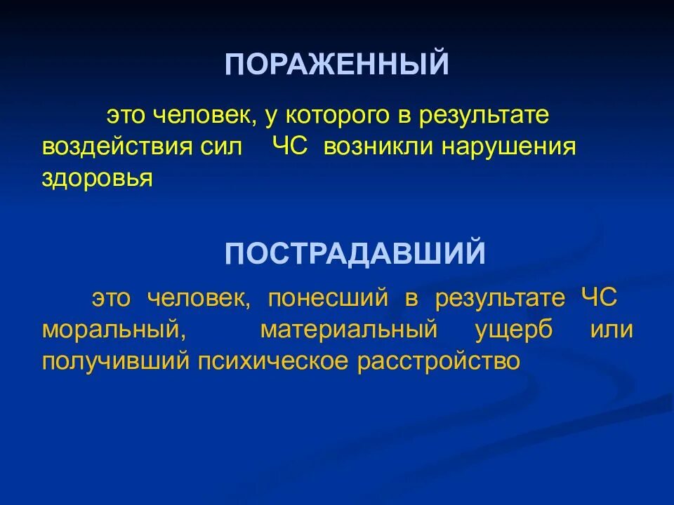 Пострадавший в чс это человек