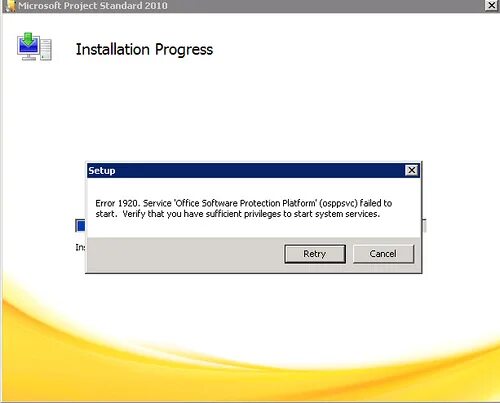 Ошибка 1920. Ms office proof 2010 ошибка. microsoft software protection platform. verify that you have sufficient privileges to start system services. ошибка 1920 при установке office 2013.